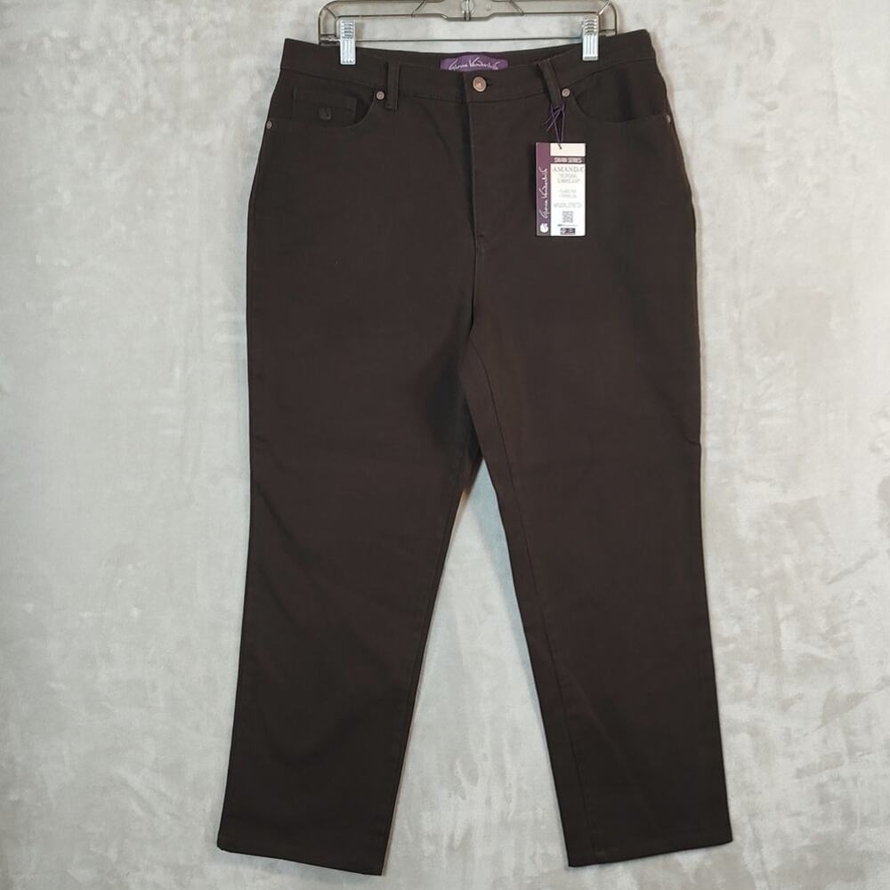 Gloria Vanderbilt Amanda Classic Tappered Stretch Jeans Dark Brown Size 14 NWT